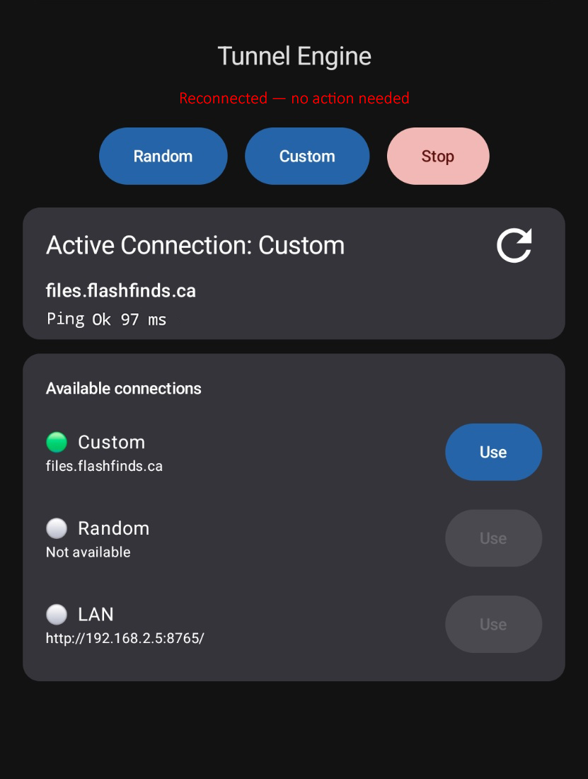 Connection recovered automatically